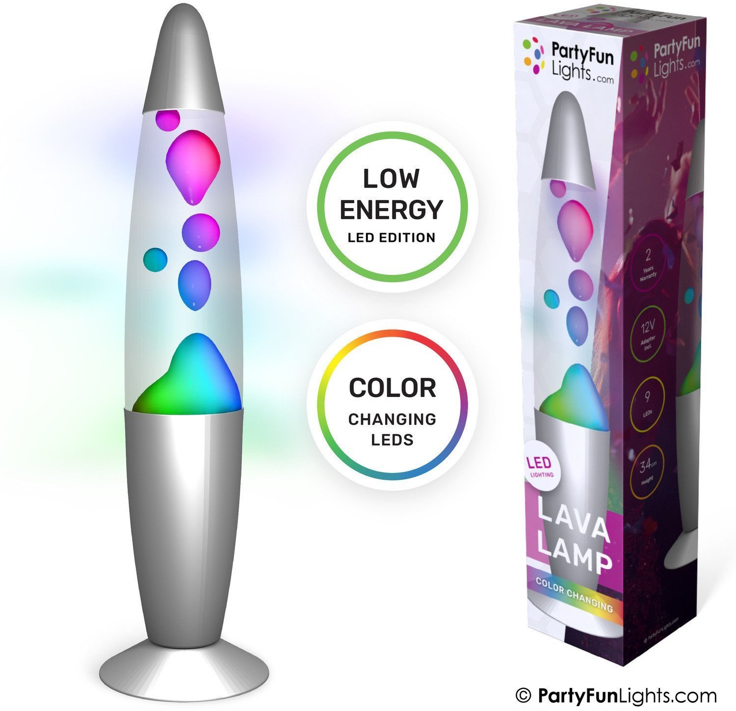 Lava lampe - Multifarvet H: 34cm