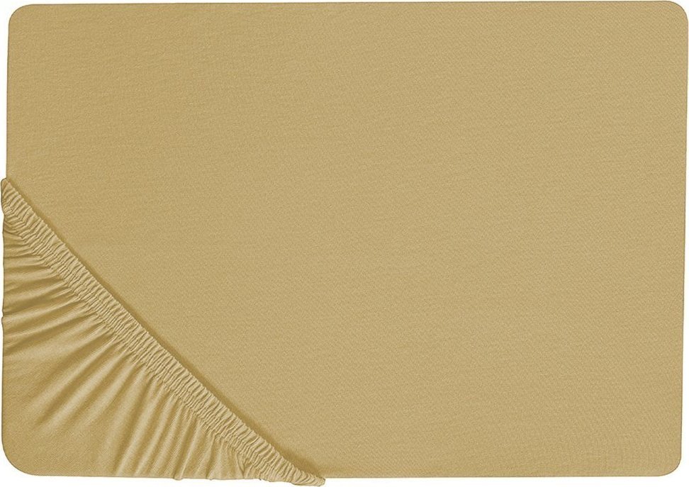 Beliani Bawełniane prześcieradło z gumką 140 x 200 cm oliwkowe JANBU