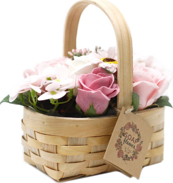 Bispol Różowy Bukiet Mydlany w Wiklinowym Koszu