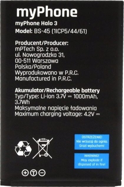 Bateria Do Myphone Halo 3 Bs-45