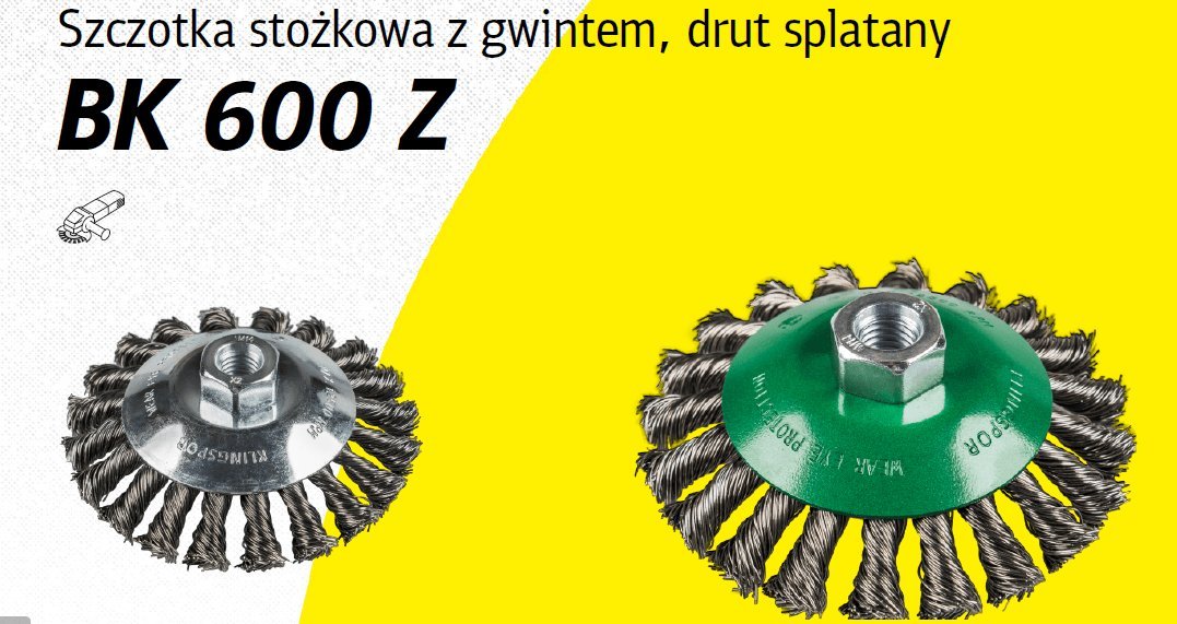 Klingspor K.SZCZOTKA STOŻKOWA 115mm M14 BK600Z DRUT SKRĘCANY NIERDZEWNY