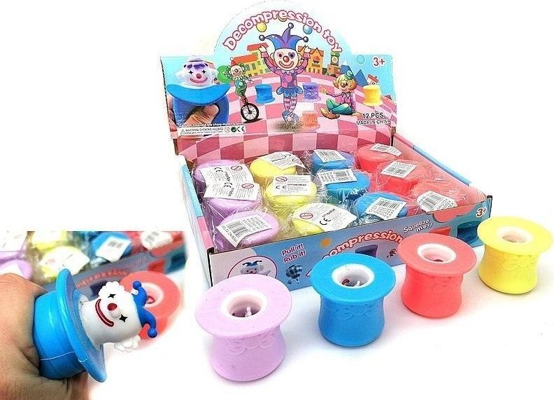 Gniotek klown z kapelusza 6,5cm (12szt)