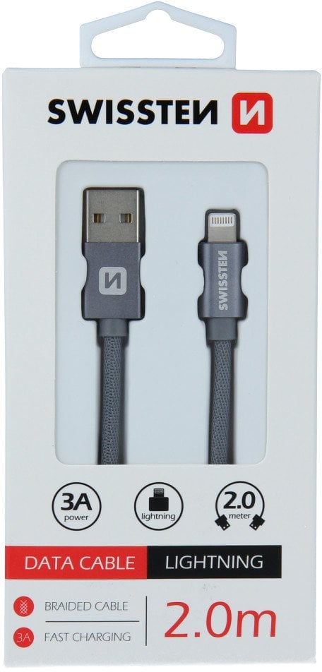 Kabel USB Swissten USB-A - Lightning 2 m Szary (8595217455702)