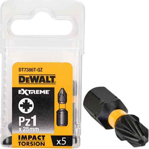 Dewalt Końcówki wkrętarskie udarowe 25mm Torsion Pz1 5szt. - DT7386T
