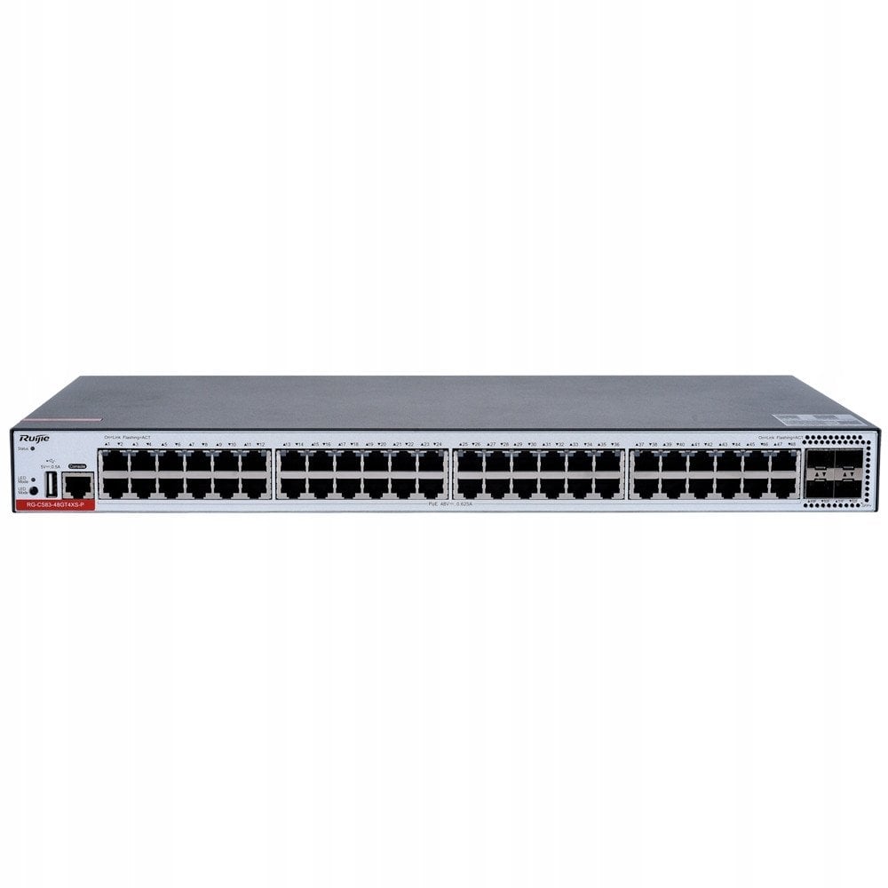 Ruijie RG-CS83-48GT4XS-P| Switch zarządzalny, 52 portów, 48xGE, 48xPoE+, 405W, 4x10GE SFP+, 1xConsole, L3, Cloud