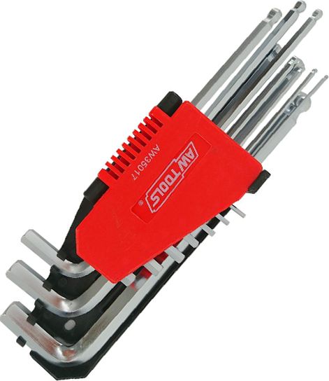 AWTools klucze imbusowe 10 sztuk zkulą (AW35017)