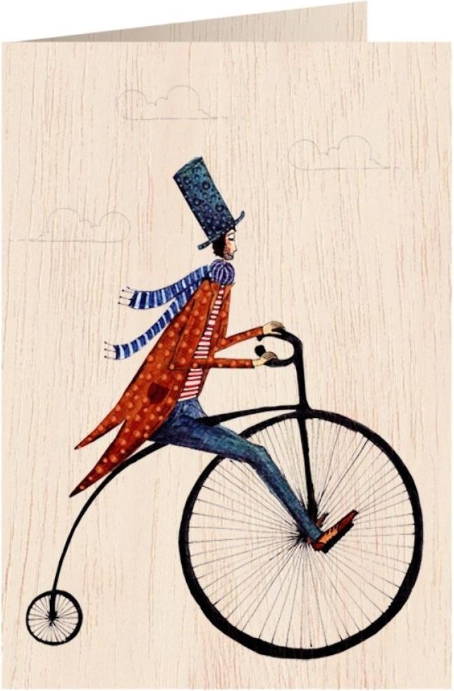 Cozywood Karnet drewniany C6 + koperta Rower retro