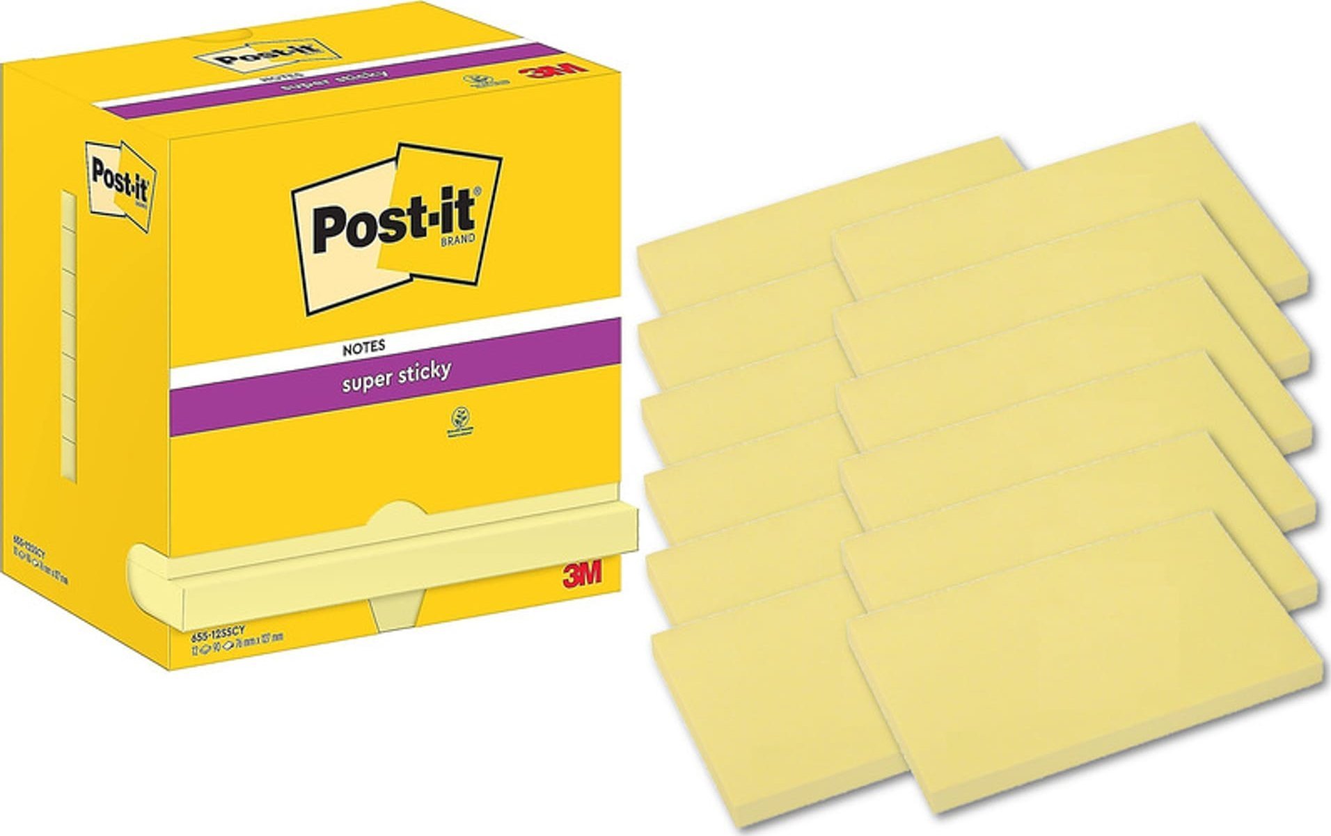 Post-it Karteczki Post-it Super Sticky 76x127mm (655-12SSCY) żółte (12x90)
