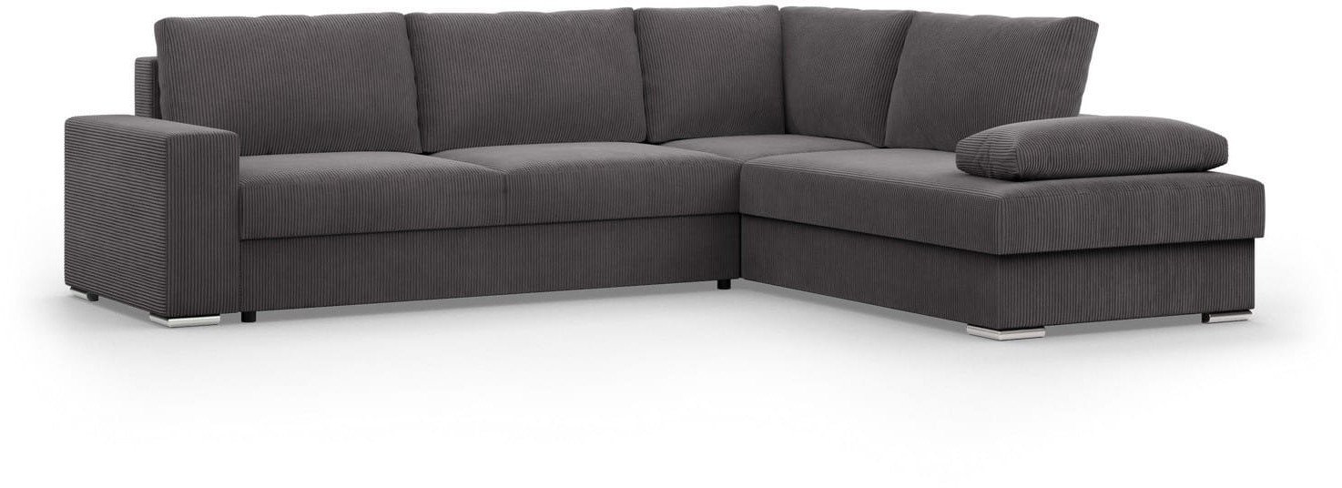 Duży narożnik, Momento, prawy, sztruks, 287x231x86 cm, ciemny szary | TYLETEGOTU