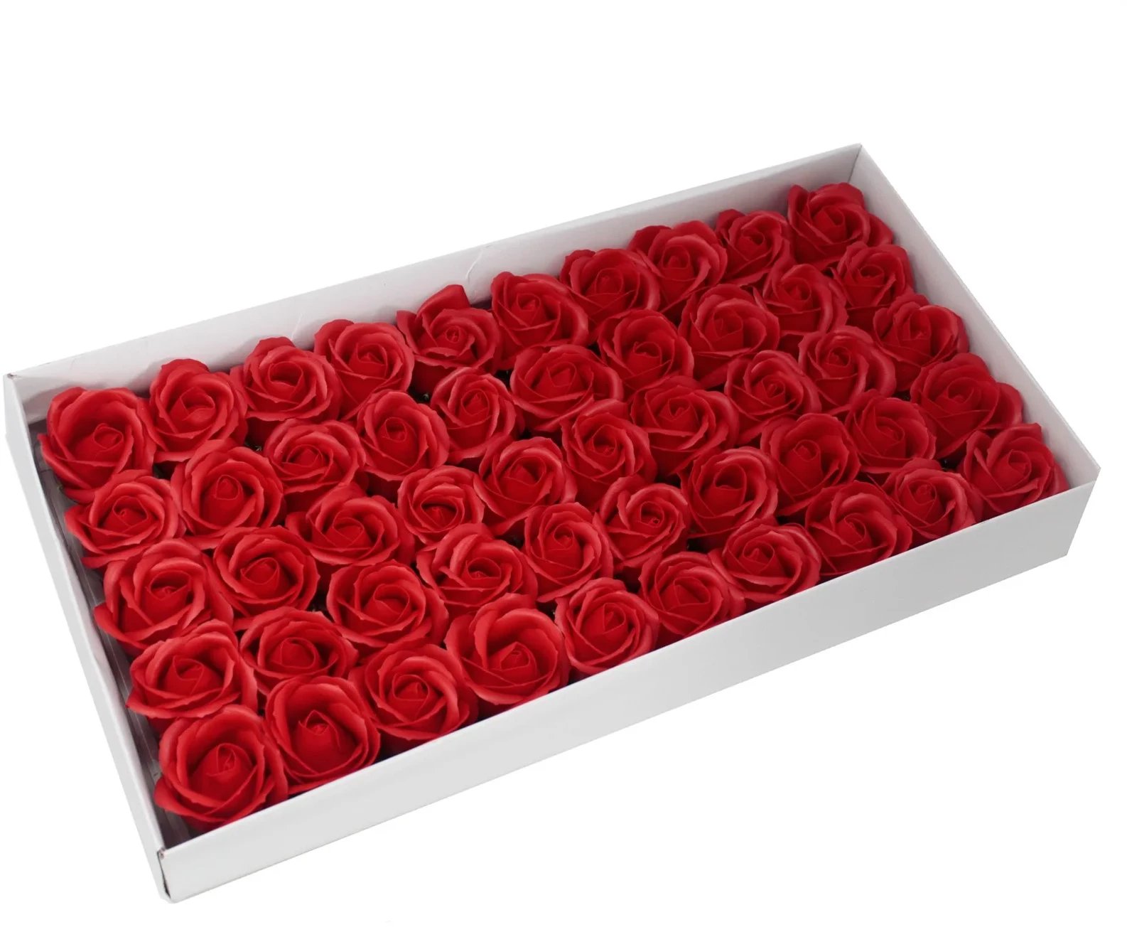 Czerwone Mydlane Róże - Komplet 50 sztuk w Pudełku
