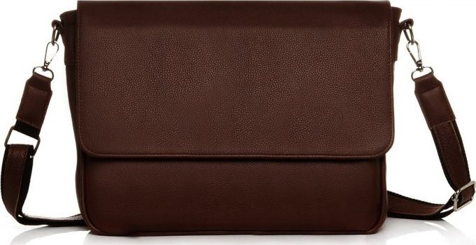 BRĄZOWA SKÓRZANA MĘSKA TORBA NA RAMIĘ SOLOME PRATO BRĄZOWA