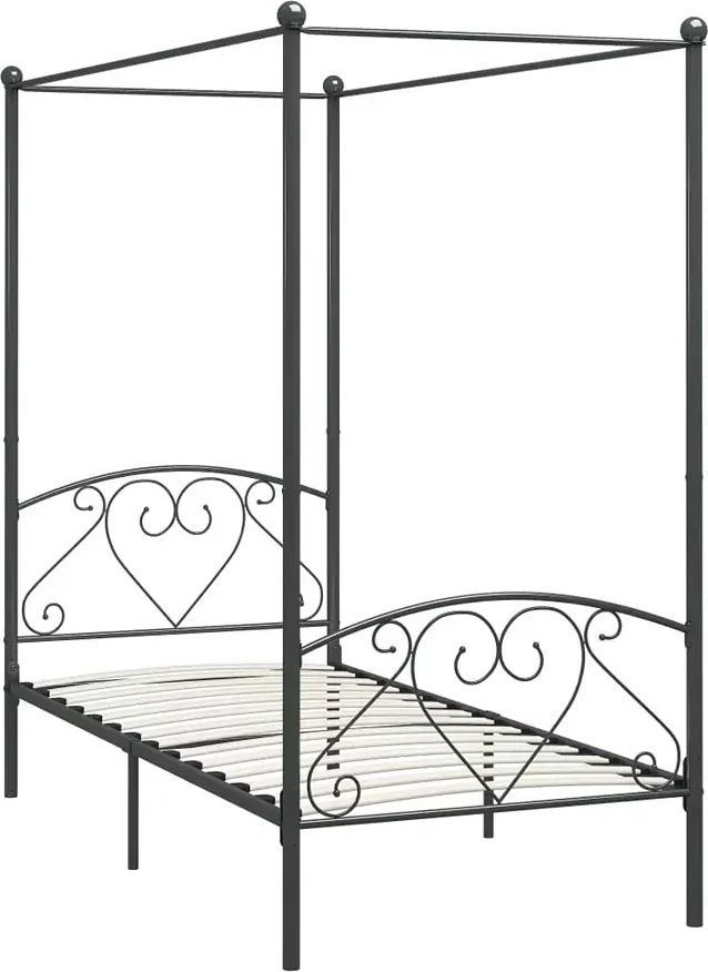 Elior Szare metalowe łóżko z baldachimem 90x200 cm - Elox
