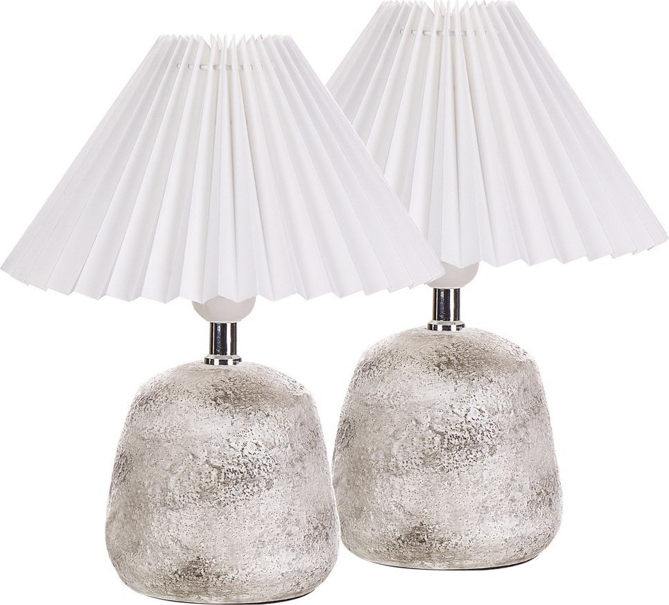 Beliani Zestaw 2 lampek nocnych ceramicznych biały ZEYI