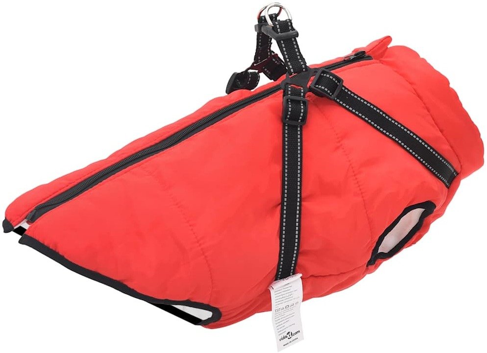 vidaXL Kurtka dla Psa z uprzężą Czerwony 3XL futro i poliester