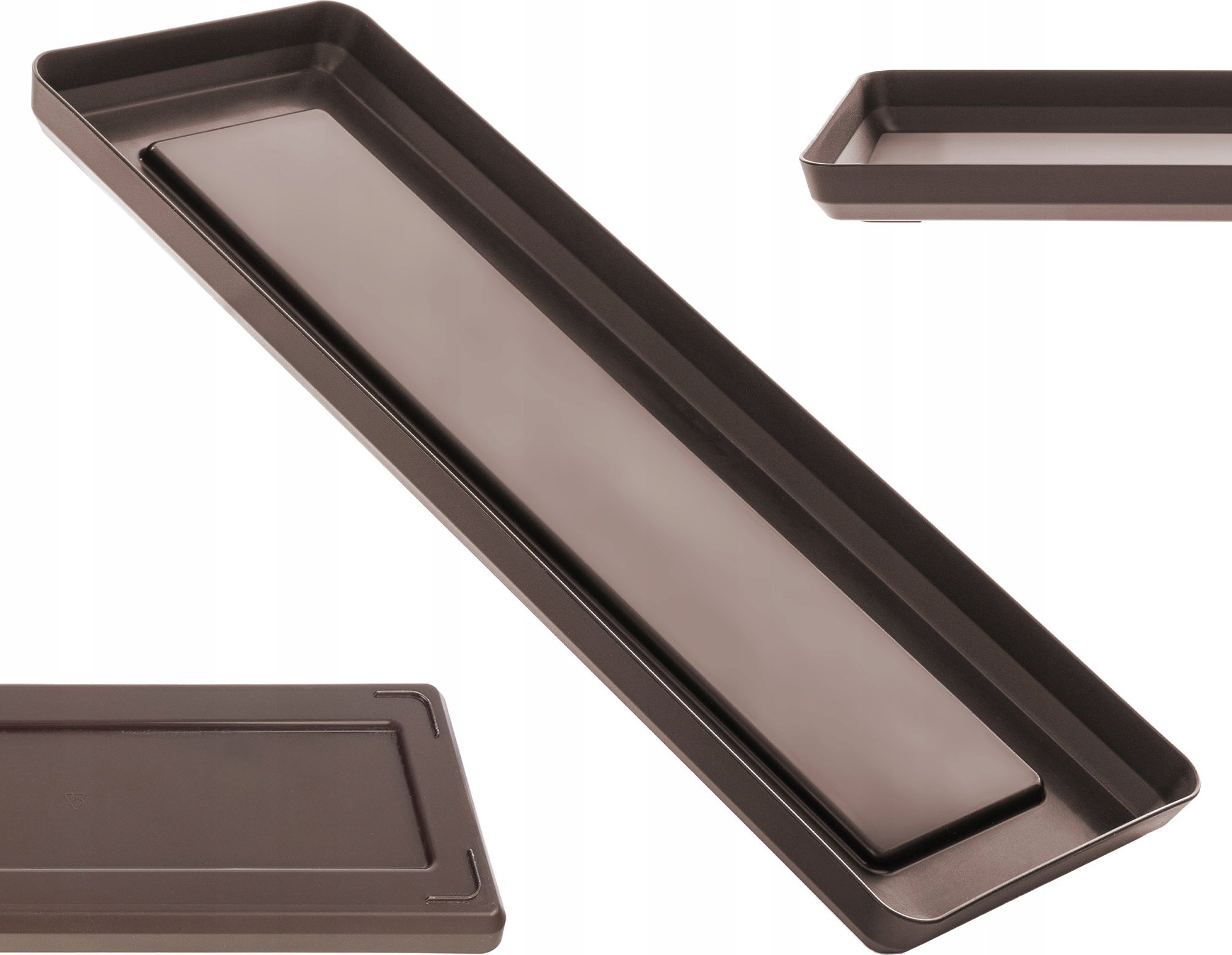 KADAX Podstawka Pod Doniczkę Donicę 40cm Tacka Prostokątna mokka Plastikowa