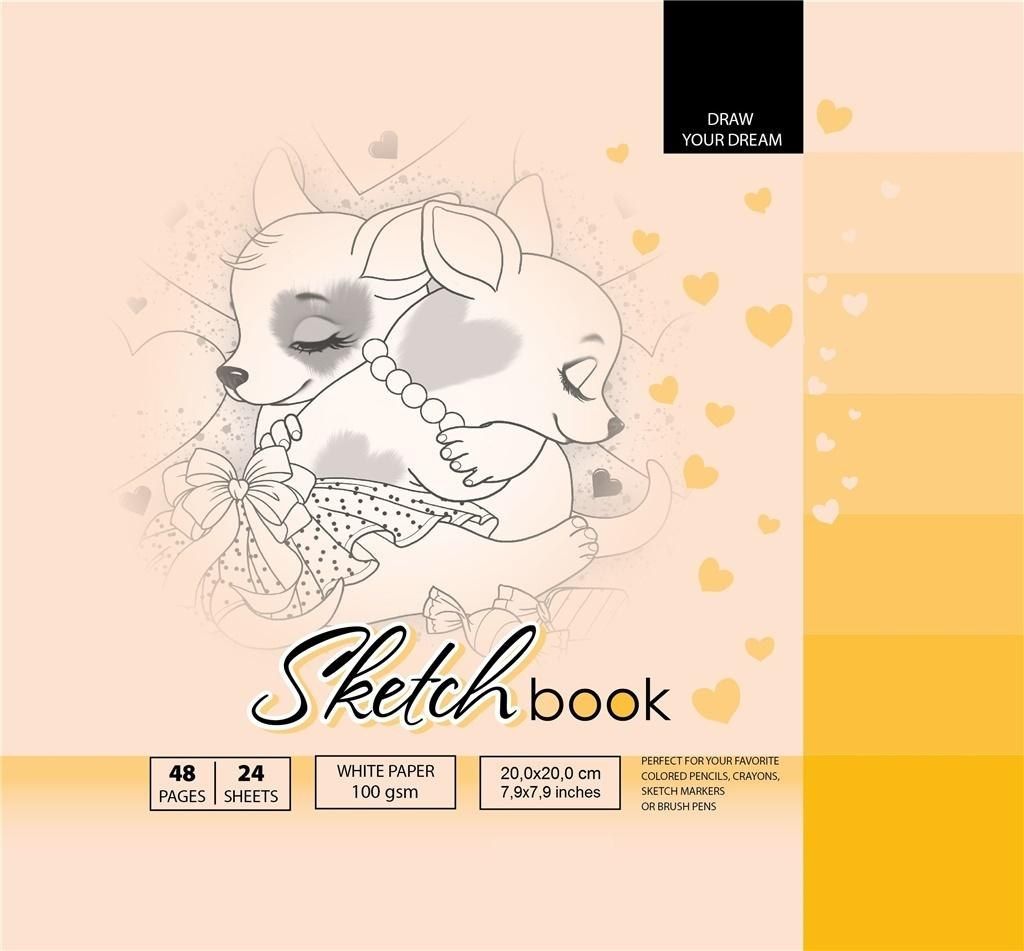 Fresh Szkicownik 20x20cm 48k pomarańczowy