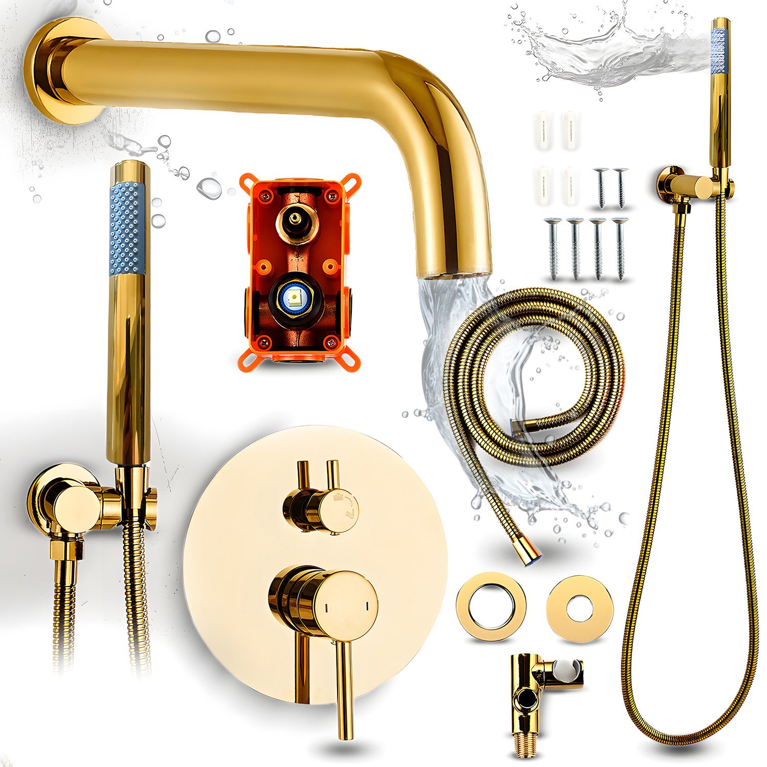 Zestaw wannowy podtynkowy Heckermann H400 Złoty Bateria wannowo prysznicowa