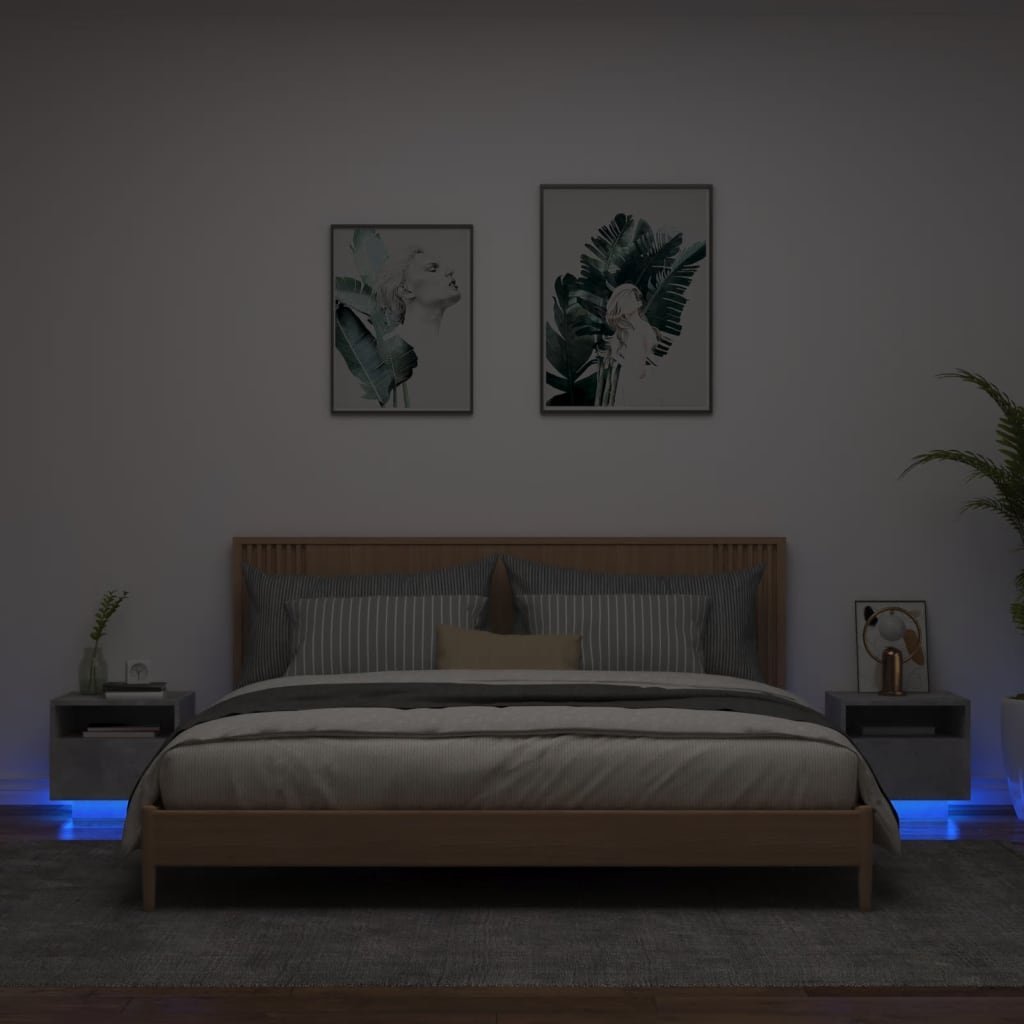 vidaXL Szafki nocne z LED, 2 szt., szarość betonu, 40x39x37 cm
