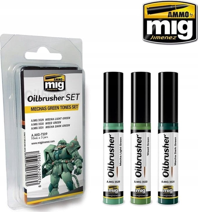 Vallejo Ammo: Oilbrusher Set - Mechas Green Tones Set