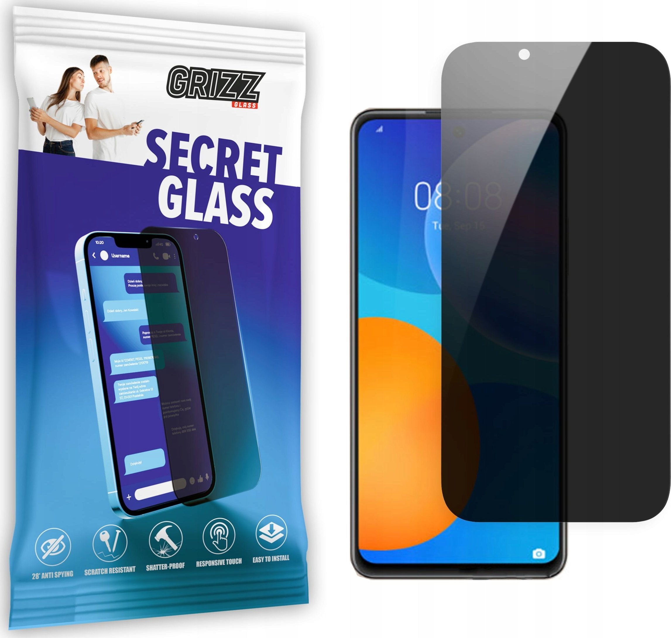 GrizzGlass Szkło prywatyzujące GrizzGlass SecretGlass do Huawei P Smart 2021