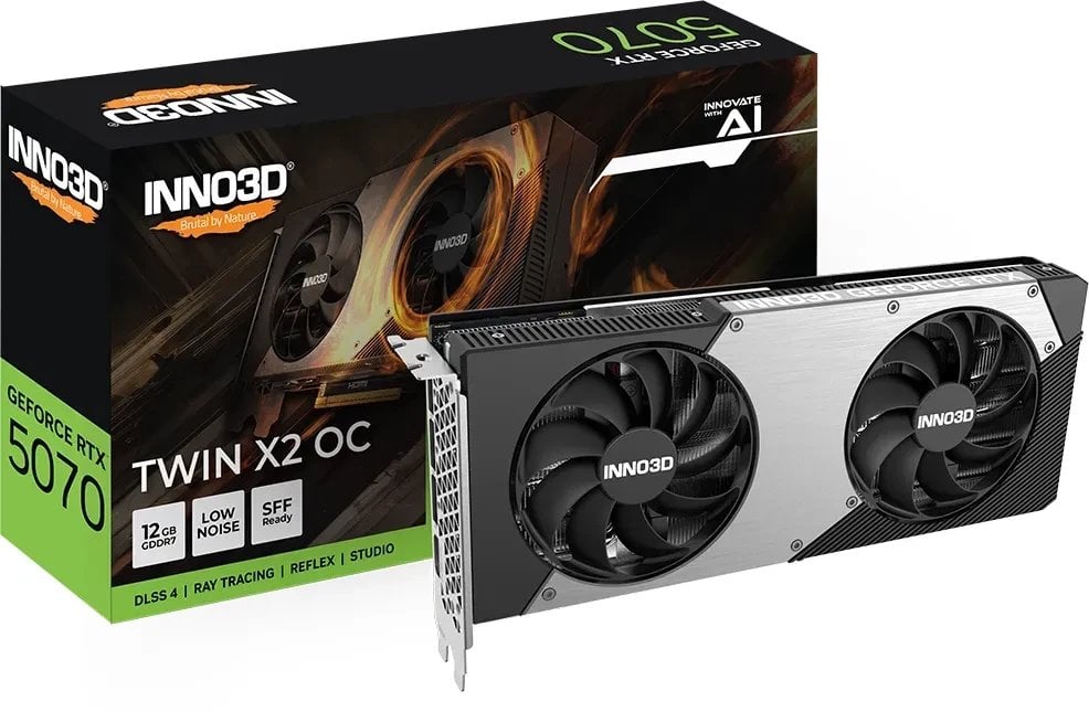 Karta graficzna Inno3D GeForce RTX 5070 Twin X2 OC 12GB GDDR7 DLSS4 (N50702-12D7X-195064N)