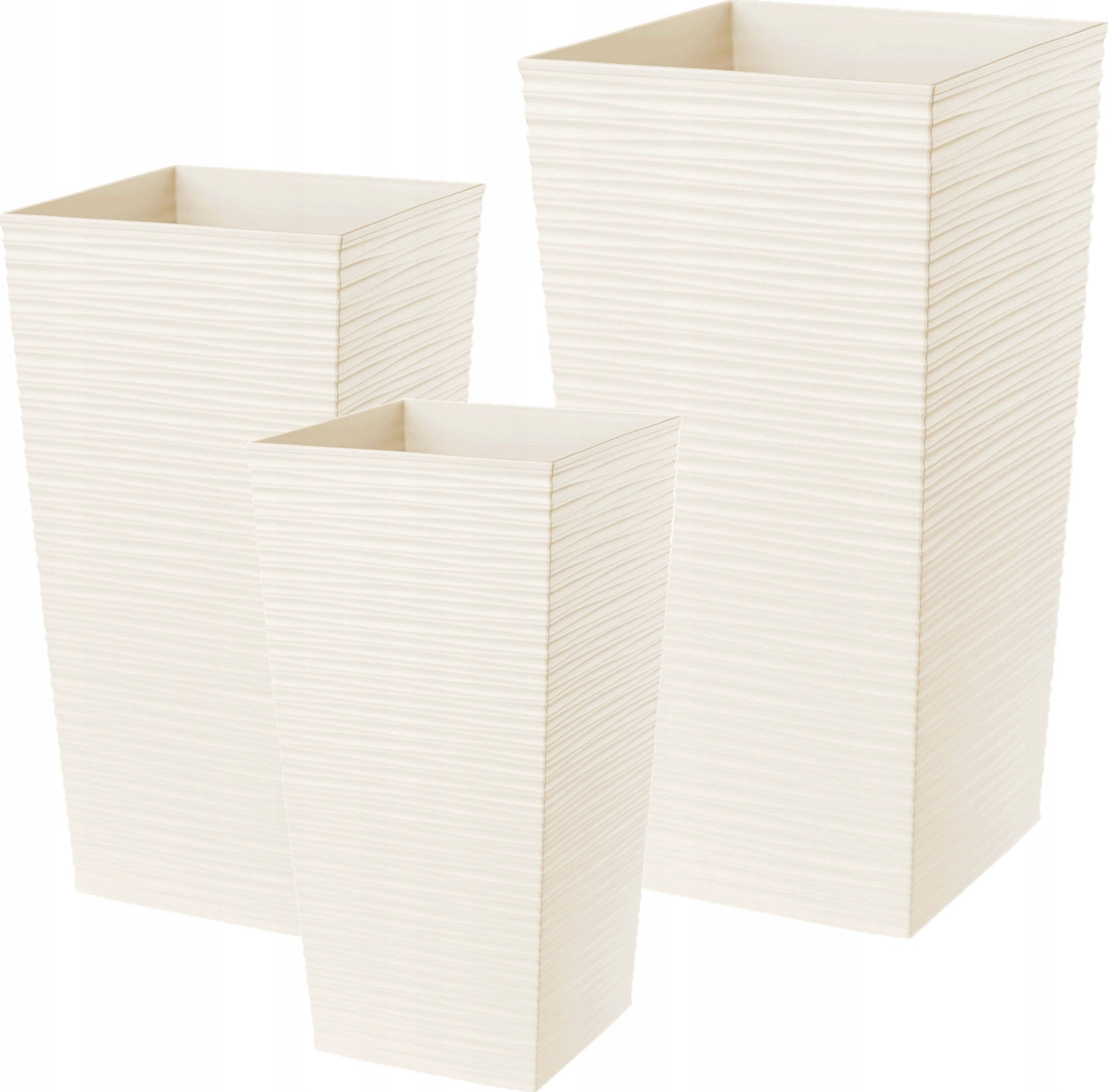 Kadax Zestaw 3x Doniczka Donica Wkład Krem Dłuto Duża