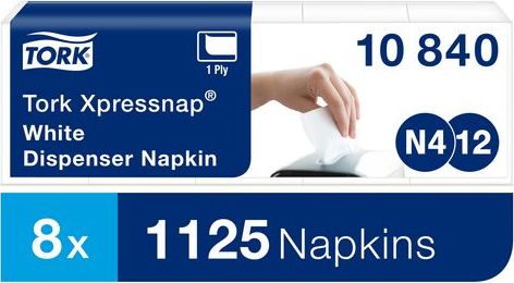 Staples TOREK Serwetki XPRESSNAP dyspenserowe białe 21,6x33cm, karton 8 opakowań