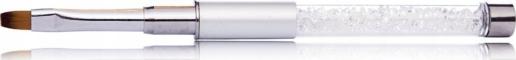 Cosmetics Zone Srebrny pędzelek do żelu z kryształkami - płaski No.6