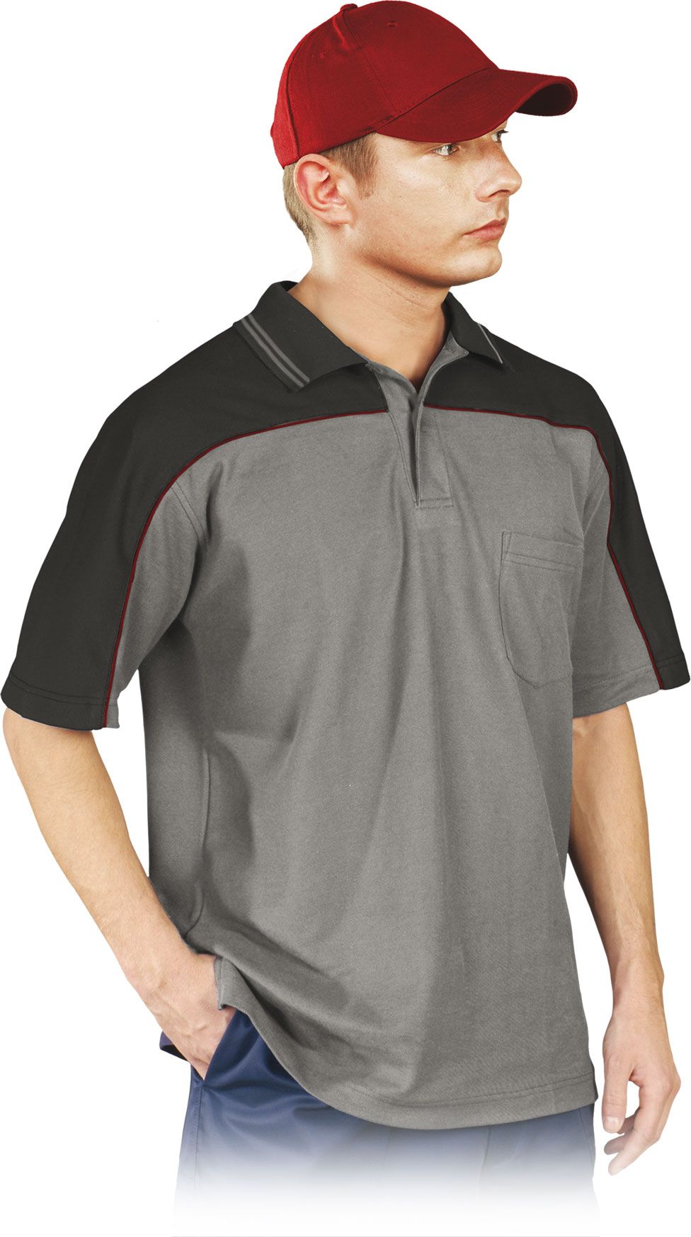 Reis Polo-Forest Koszulka Robocza Szara Black Polo - S