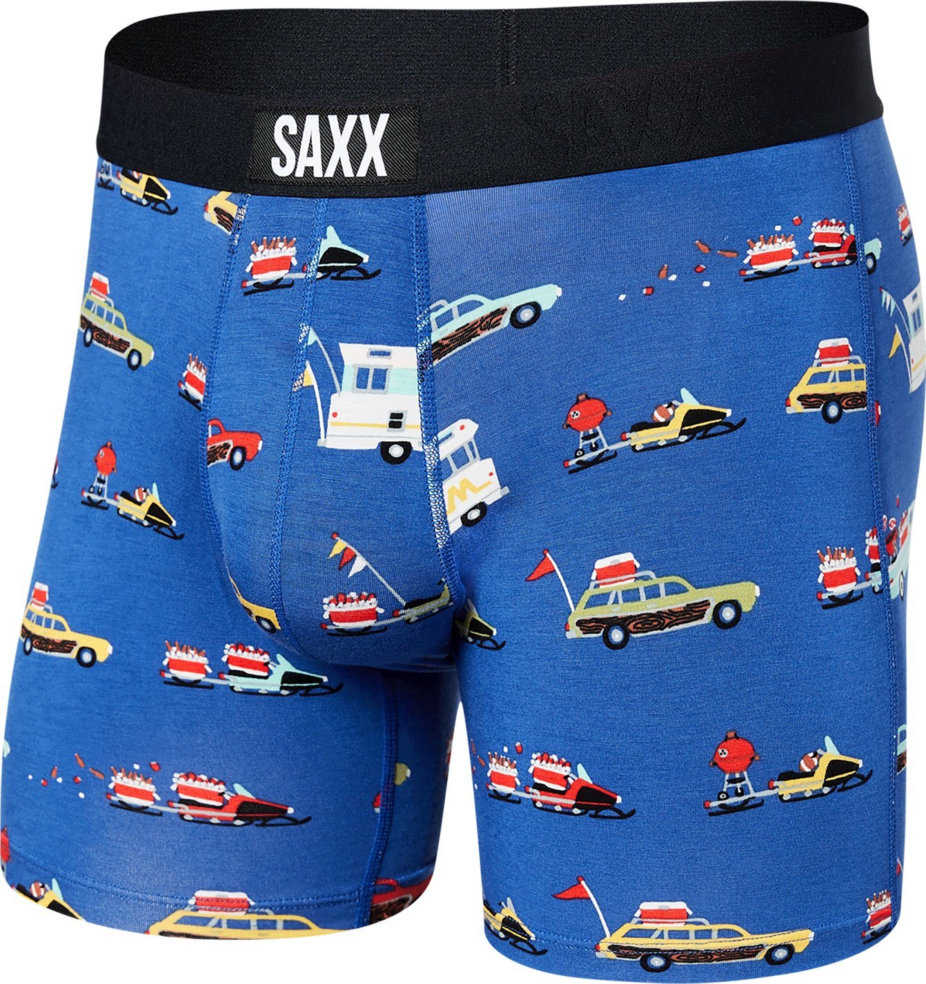 SAXX Bokserki męskie szybkoschnące SAXX VIBE Boxer Brief - pojazdy - niebieskie S