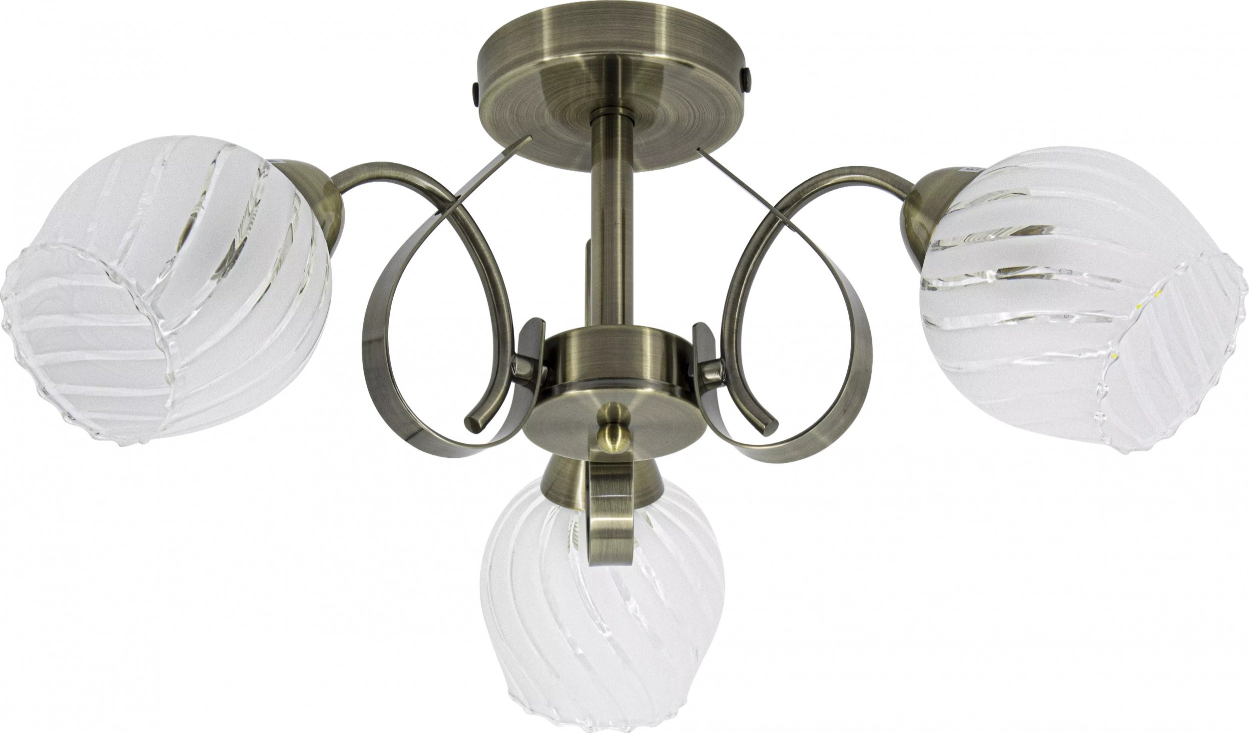 Lampa sufitowa Mdeco Klasyczna lampa sufitowa ELM7138/3 21QG szklane klosze mosiądz