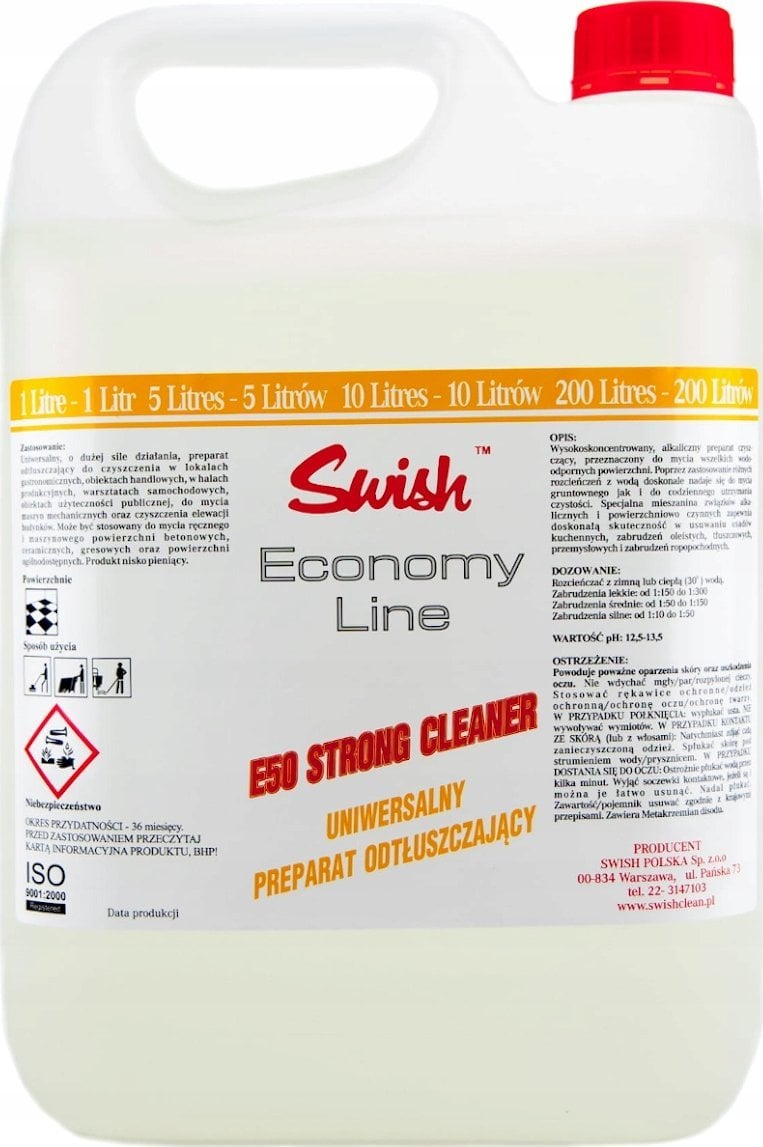 Swish SWISH E50 STRONG - Skoncentrowany środek czyszczący do mycia i odtłuszczania powierzchni, 5 l