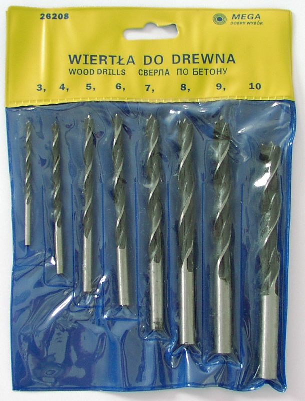 Wiertło Mega do drewna kręte walcowe 7 4 5 3 6 10 8 9mm zestaw (26208)