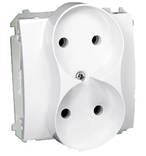 Kontakt-Simon Gniazdo podwójne Basic Moduł b/u 16A IP20 białe - BMG2M.01/11