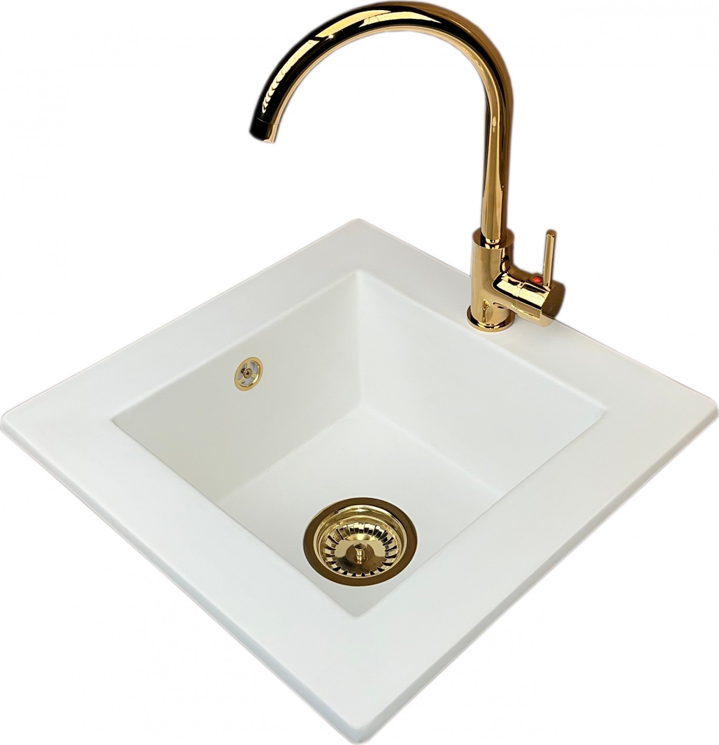 Zlewozmywak PREHNIT Zlewozmywak jednokomorowy FRENIT 12 biały + bateria złota