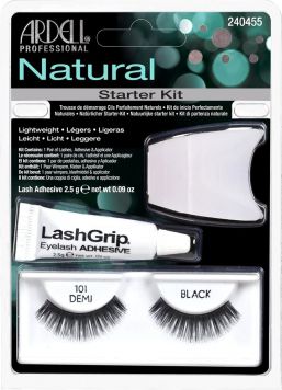 Ardell Natural Starter Kit Demi Black 101 (W) sztuczne rzęsy + klej 2,5g + aplikator