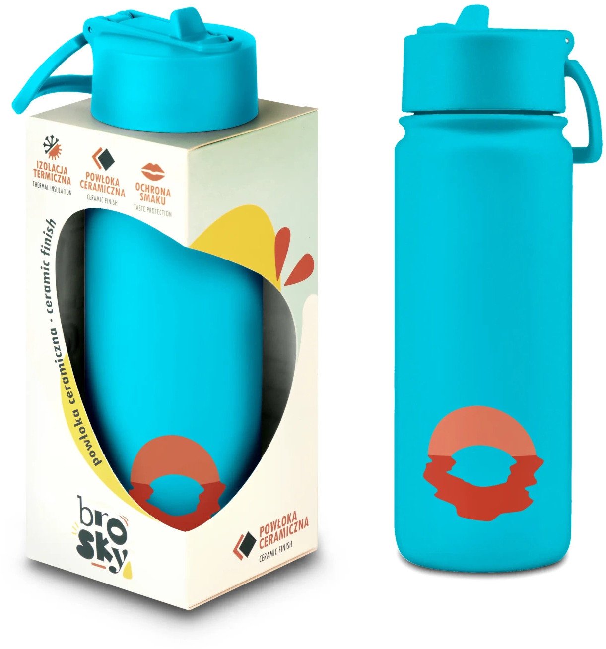 Brosky O. Jasnoniebieski bidon na wodę ze słomką 550 ml