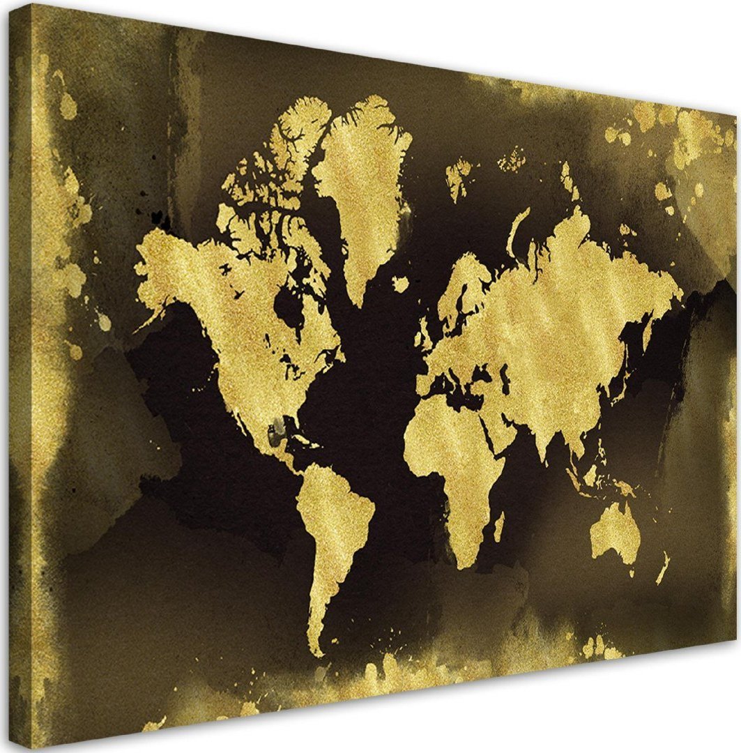 Feeby Obraz na płótnie, Złote kontynenty vintage - 120x80