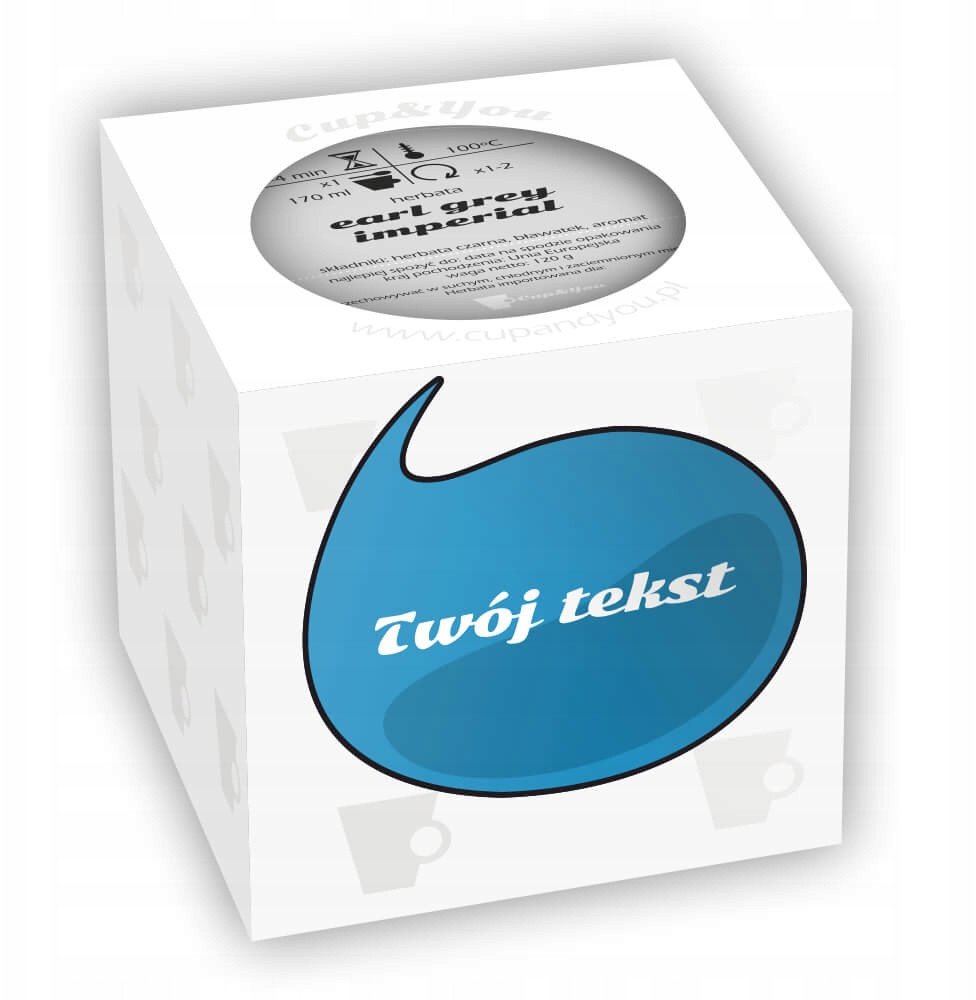 Gotowy zestaw prezentowy personalizowana Herbata Earl Grey Imperial PREMIUM białe opakowanie 120g prezent upominek dla kobiety żony taty brata na impr