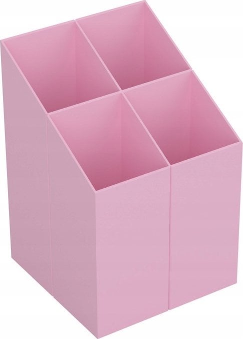 ICO Przybornik na biurko ICO kwadratowy, plastikowy, 4 komory, pastelowy różowy