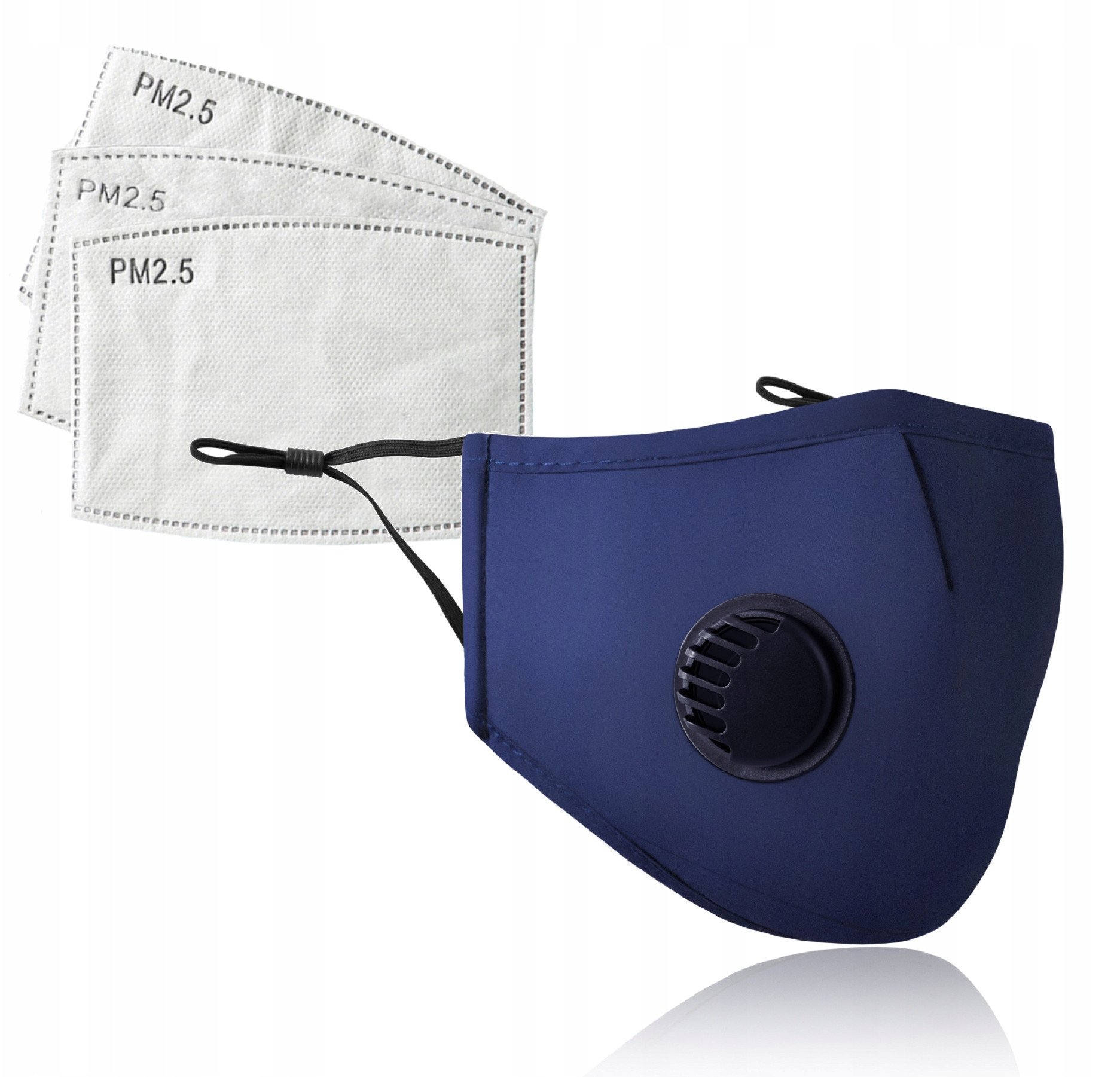 KOMPLET GRANATOWA Maska+ 3x FILTR PM 2.5