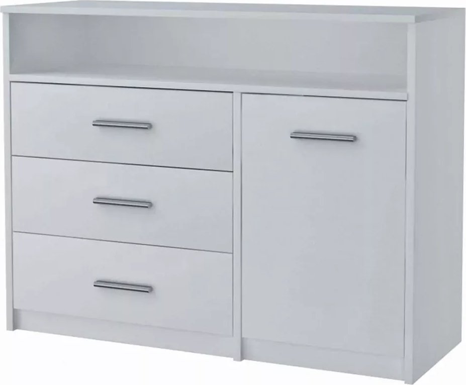 Elior Biała komoda z szufladami i półkami - Migres 4X
