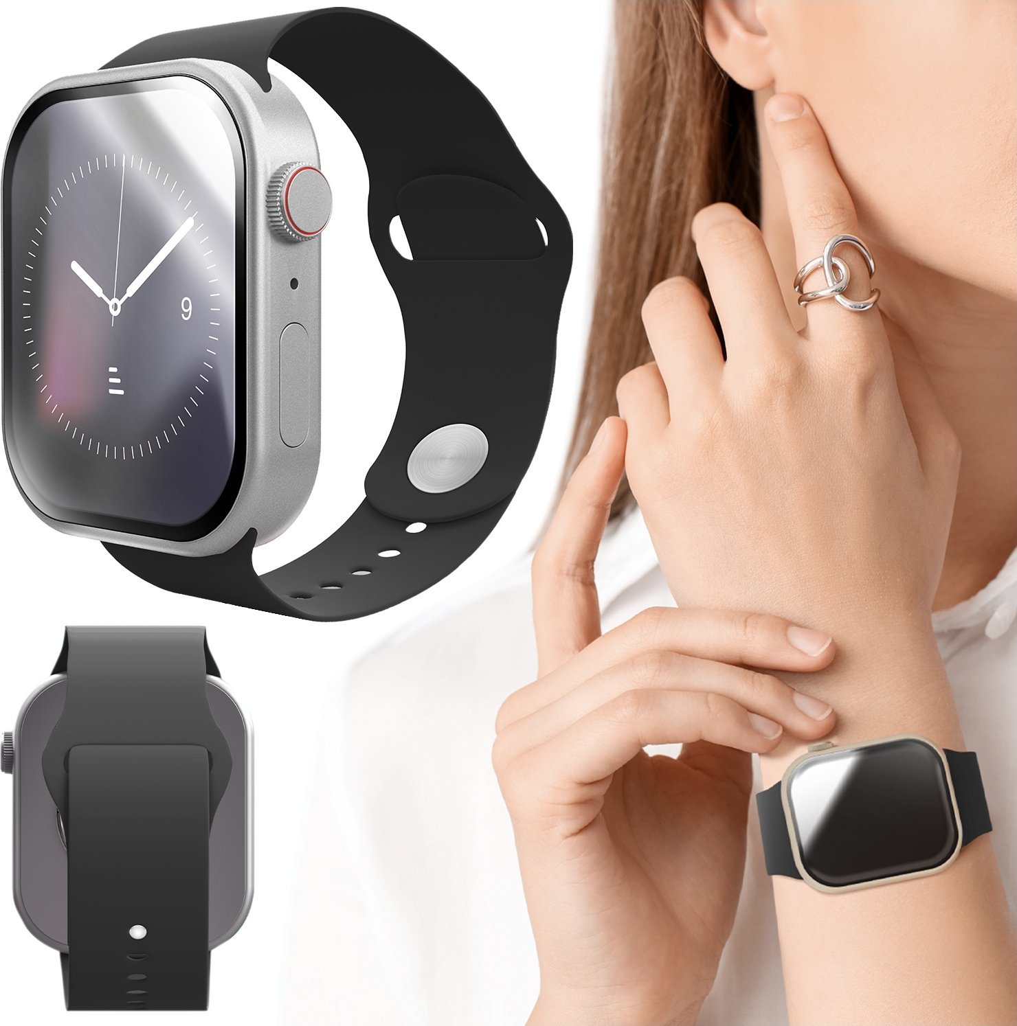 Hello Case Pasek Do Apple Watch 8 / SE / 4 / 5 / 6 / 7 (38mm 40mm 41mm, M/L, Czarny)