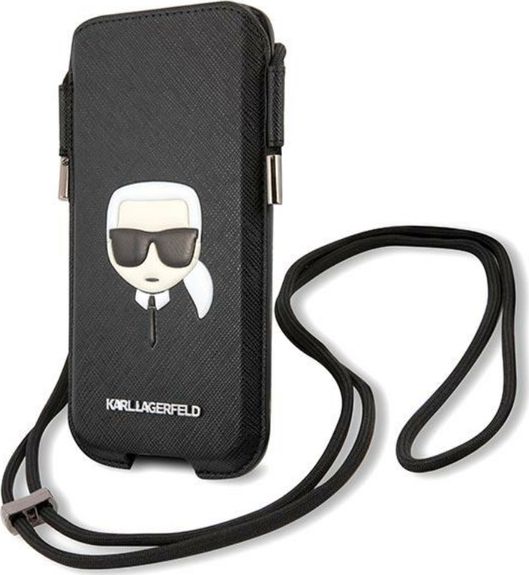 Karl Lagerfeld Torebka KLHCP12MOPHKHK 6,1 cala czarny/black hardcase Saffiano Ikonik Karl`s Head