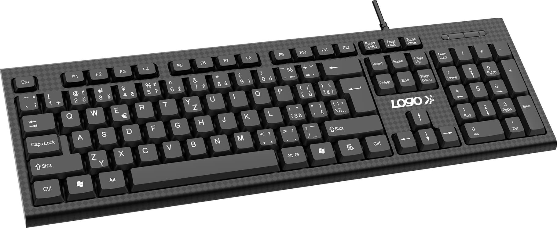 Klawiatura Logo Logo Cut II, klawiatura CZ/SK, klasyczna, przewodowa (USB), czarna
