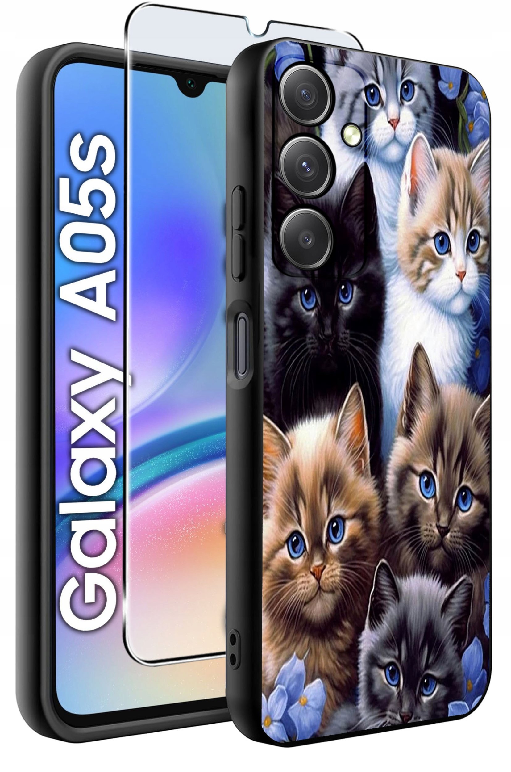 ETUI do Samsung A05s WZORY | SILIKONOWE MATT CASE + SZKŁO 9H