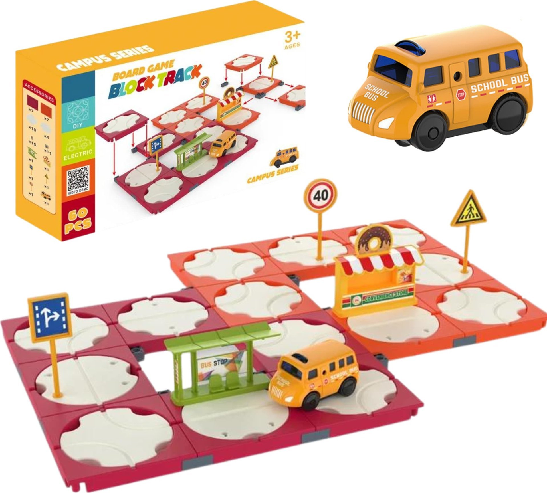 ProNice ZESTAW LABIRYNT DROGOWY BUDOWANIE TRASY AUTOBUS PRZYSTANEK ZNAKI DROGOWE