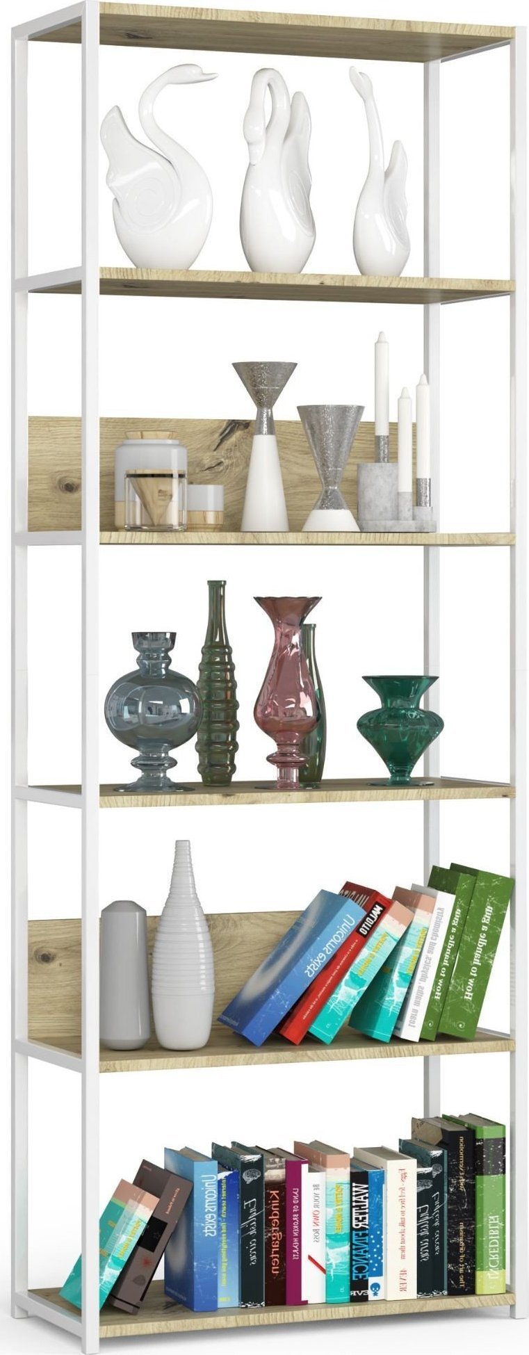 Fabryka Mebli Akord REGAŁ METALOWY LOFT 700 BIAŁY/DĄB ARTISAN