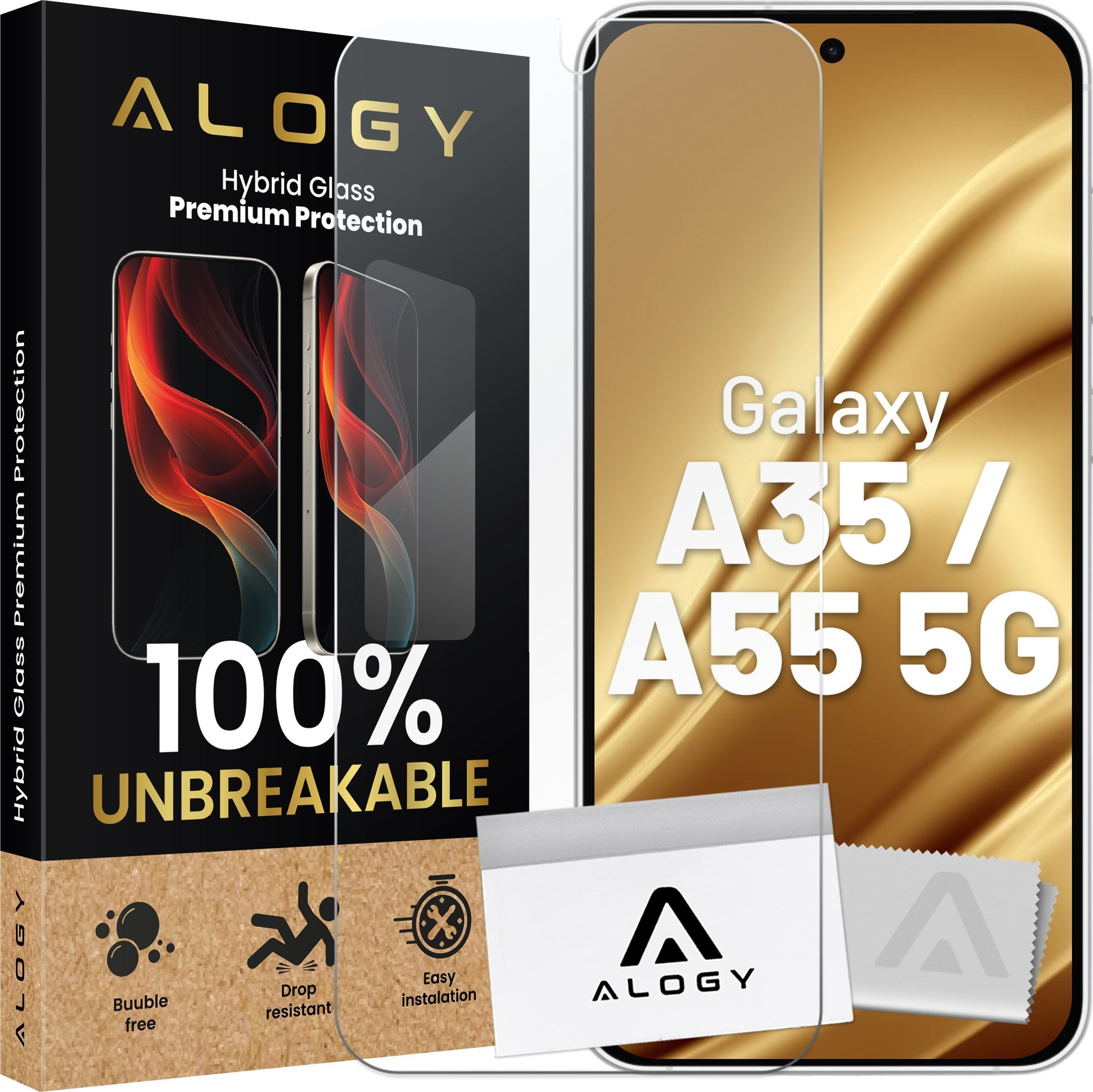Alogy Szkło hybrydowe do Samsung Galaxy A35 / A55 5G na ekran Alogy Flexi Glass 9H Case Friendly płaskie na ekran
