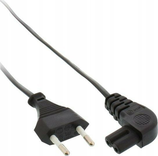 Kabel zasilający InLine InLine® Power cable, Euro plug to Euro8 plug angeled, black, 0.5m
